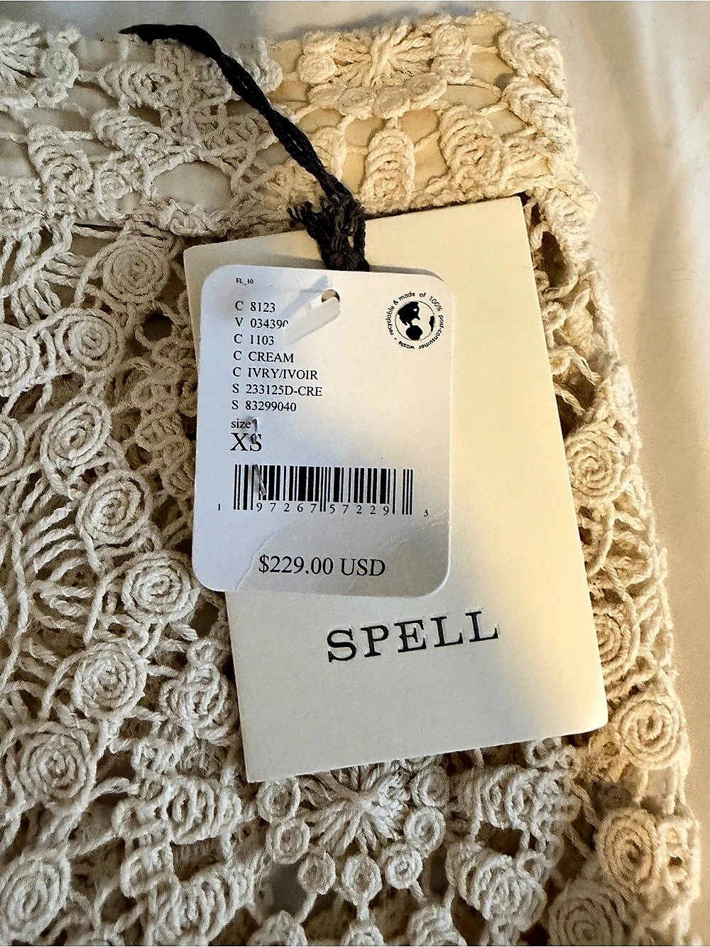 Free People SPELL Helena Crochet Lace Bell Pants Organic Cotton Lace Flare Pants - Picture 5 of 8